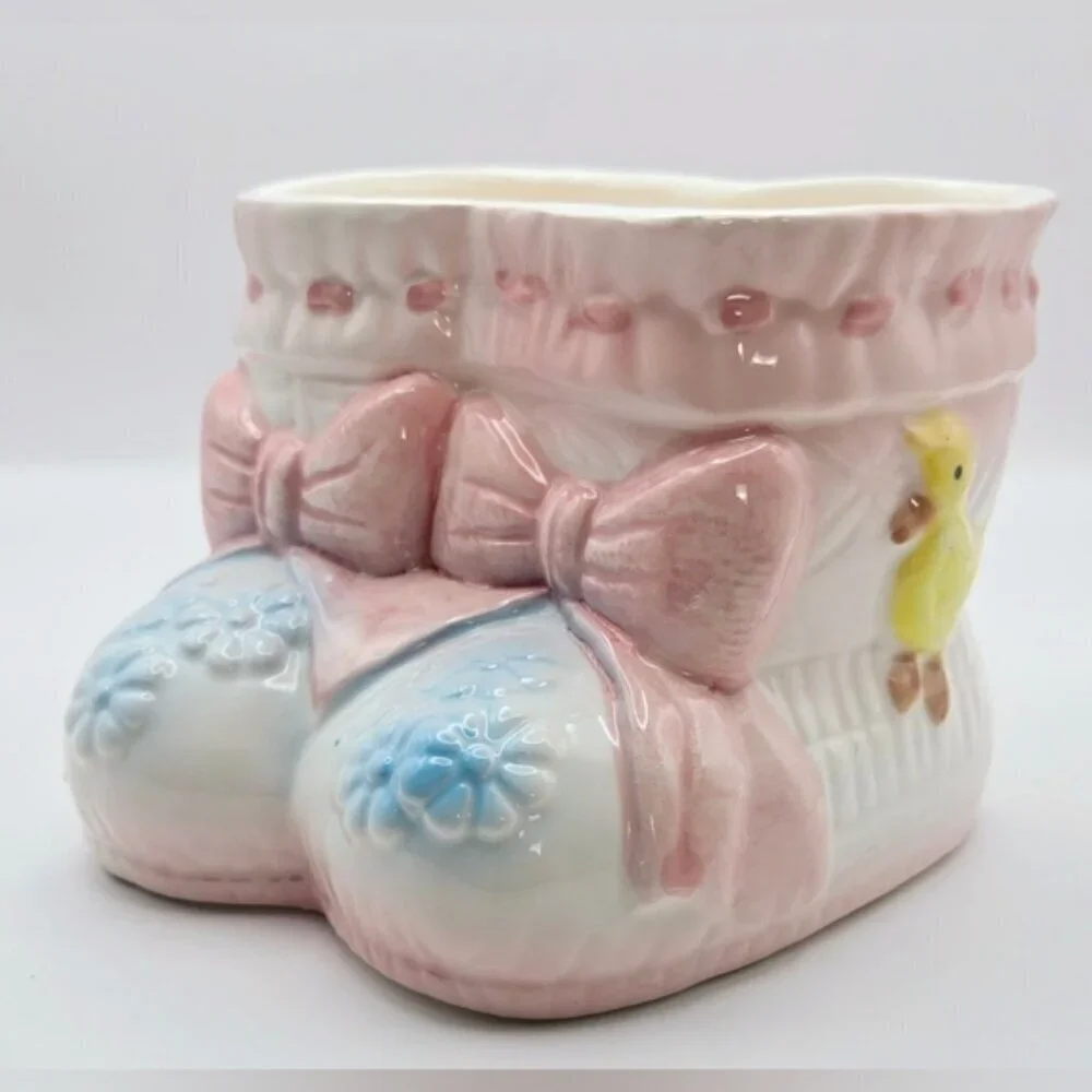 1984 My-Neil Ceramic Baby Booties Planter Vase - Original Sticker